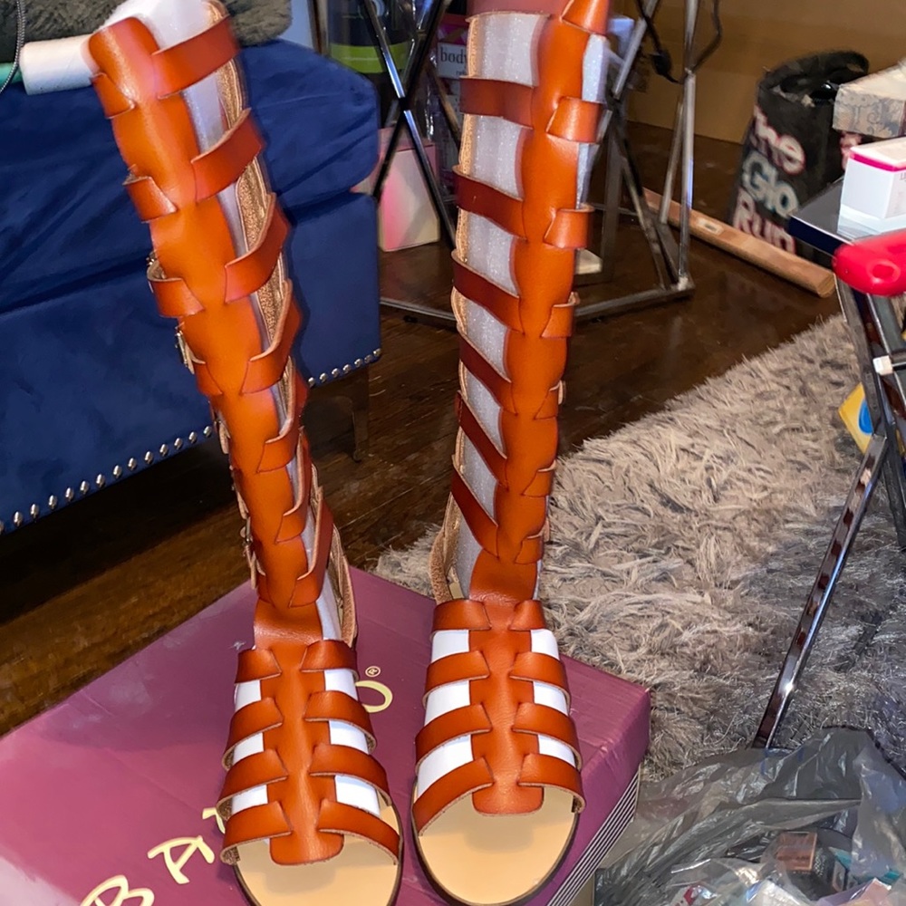 Cognac gladiator sandals